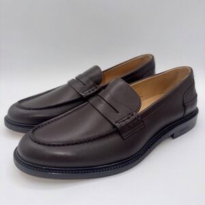 Vinny's Townee Penny Loafers Men's Size 10 EU 43 Handcrafted Brown Leather